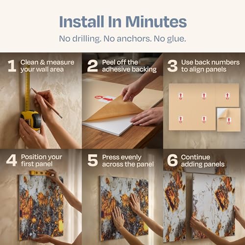 Image of XL Acoustic Wall Panels 6-Pack Decorative Acoustic Panels High Density Sound Absorbing Wall Art 70.86X47.24 Inches with Self-adhesive for Studio Home and Office - Inferno Quiet