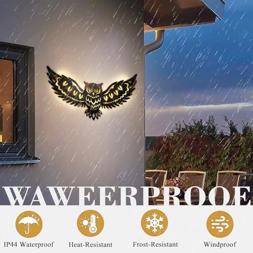 DIINOR Mothers Day Gifts for Women Solar Metal Wall Art Decor Lights Owl Hanging Outdoor Solar Garden Decor Lights Porch Patio Yard Decorative Warm Gifts for Women Mom by DIINOR - Image 5