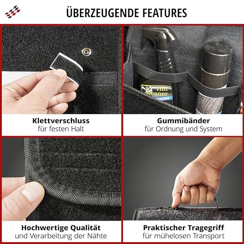 Walser Auto Organizer Toolbag Größe S, Kofferraum Organizer, Gadget, Aufbewahrungsbox, Tasche, Zubehör - 28x14x28 cm Schwarz