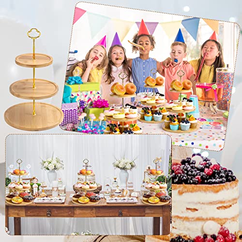 Zopeal Set of 3 Wooden Cupcake Stand 3 Tier Wood Holder Bamboo Wood Dessert Serving Stand Rustic Dessert Table Display Tiered Tray Cupcake Holder for Wedding Farmhouse by Zopeal - Image 5