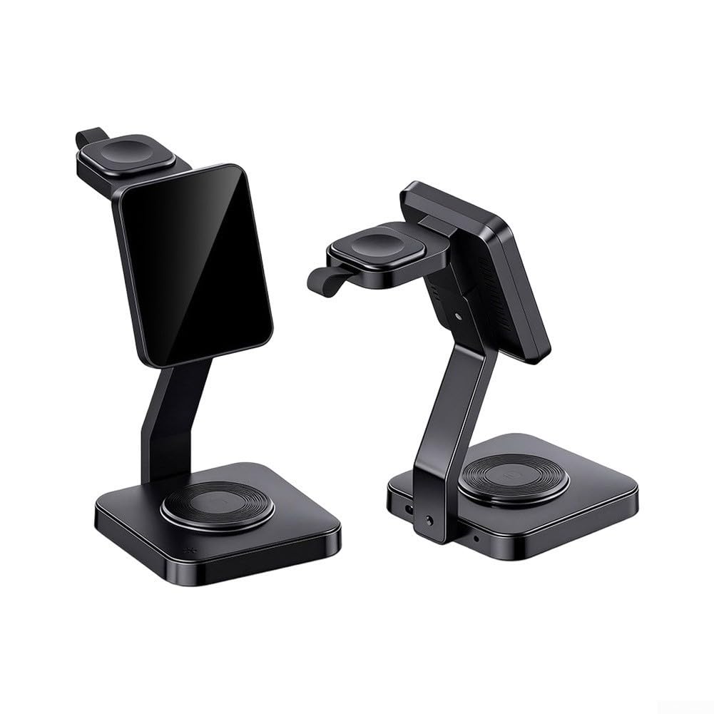 Caricabatterie wireless 3 in 1 per iPhone per Airpods Watch | Stazione di ricarica rapida ABS con display intelligente per casa e ufficio (25 W bianco per entrambi)