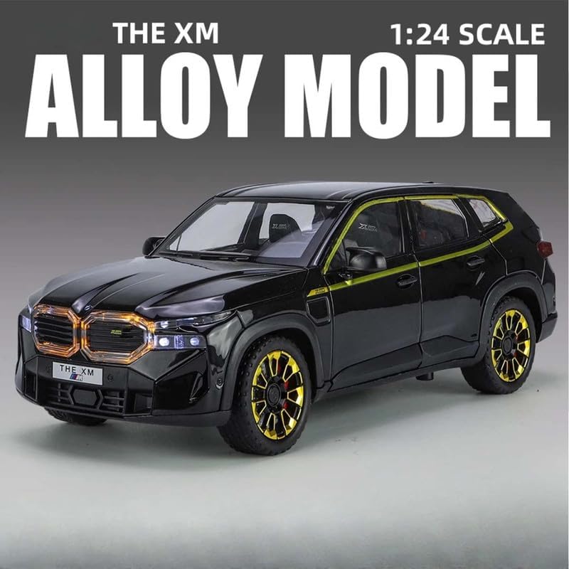 Image of 1:24 BMW XM Model Car Alloy Diecast Pull Back Toy with Lights & Music Openable Doors Metal Sports Car for Kids & Collectors Realistic Design Gift for Boys & Girls (Black)