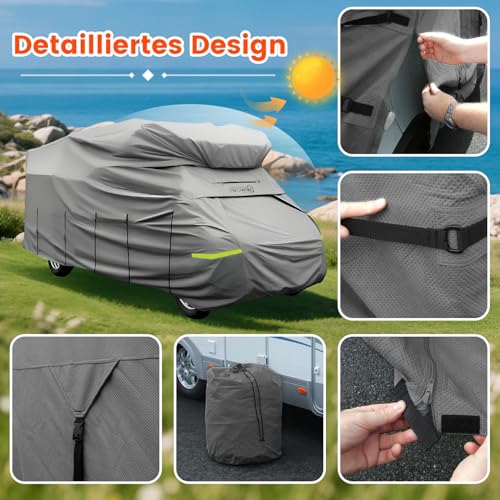 MRWIZMS telo copri camper, copertura roulotte: Telo copri camper di alta qualità, durevole e resistente all’usura offre una protezione solida per il tuo camper. facile da montare e smontare. - 4