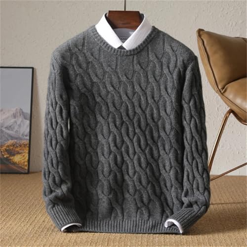 Men Thickened Cashmere Sweater 100% Merino Wool Tops O-Neck Twisted Pullover Knitted Loose Long Sleeve Sweater2