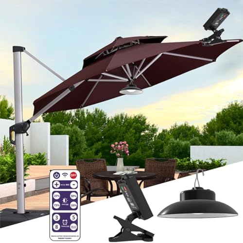 Solar Umbrella Lights Outdoor, Timed Remote Control, Solar Powered Patio Umbrella Lights, LED Umbrella Patio Lights for Beach Tent Camping Garden Party Decoration(Without a Tent) (A)