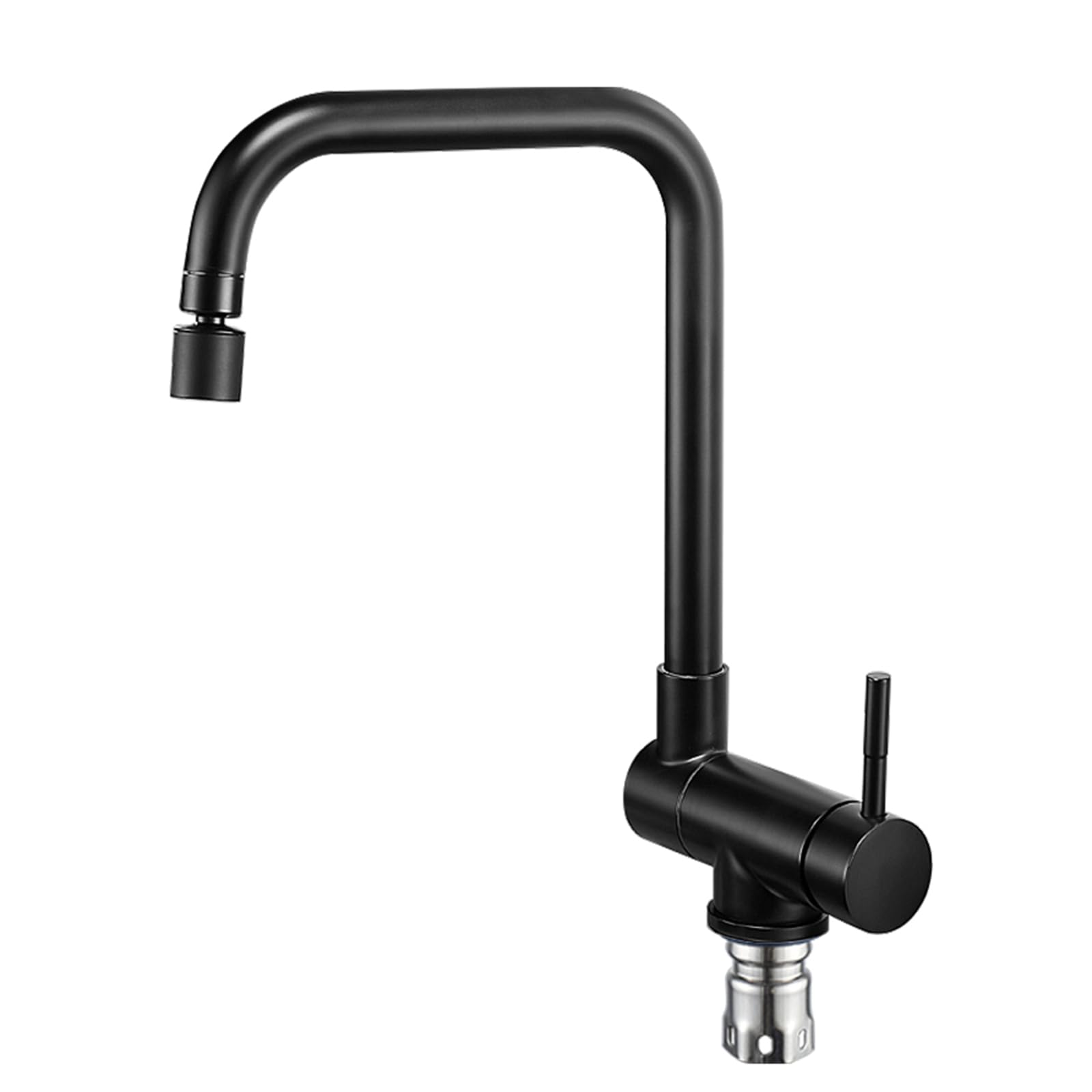 Robinet mitigeur de cuisine noir pliable en acier inoxydable