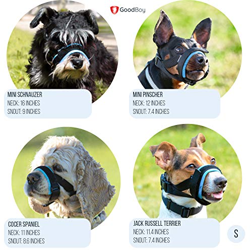 Image of Gentle Muzzle Guard for Dogs - Prevents Biting and Unwanted Chewing Safely Secure Comfort Fit - Soft Neoprene Padding - No More Chafing - Training Guide Helps Build Bonds with Pet (S, Blue)