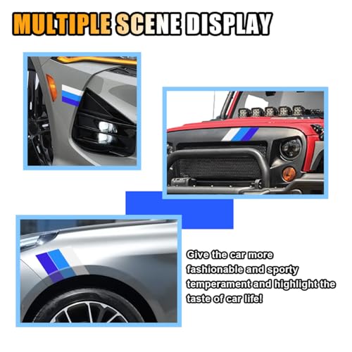 Image of 10 Inch Classic Retro Style Tri-Color Stripe Sticker Decal, Car Exterior or Interior Accessories for Toyota Tacoma 4Runner Tundra, Decoration Grille Fender Hood Side Skirt Bumper Dashboard (Blue)