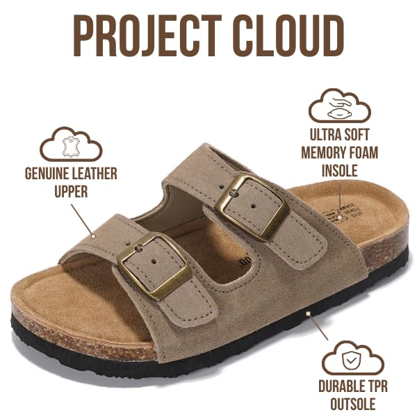 Project Cloud Genuine Leather Slides For Kids - Natural Cork Footbed Summer Sandals Beach Slide Sandals for Girls & Boys - Non-Slip Boys & Girls Sandals (Little Venita)2