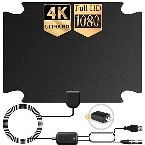 [2020 Latest] Digital TV Antenna 120 Miles Amplifier Signal Booster Indoor Long Range HDTV Antennas Support 4K 1080P UHF VHF Local Free Channels ï¼ˆCoax Cableï¼‰