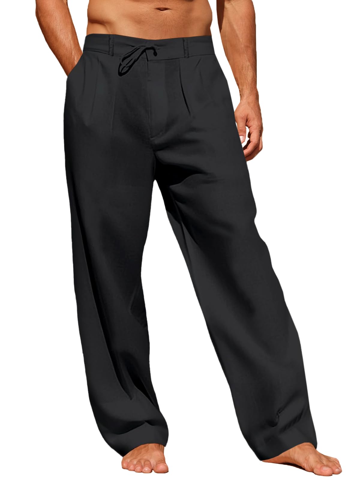 runcati mens casual pants elastic waist lightweight pants loose fit summer beach yoga trousers 2xl