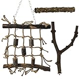 RF-X Bird Toys, Parrot Toys Rope Hammock Ladder, Bird Climbing net Swing Peppered Wood Chewing Stand...