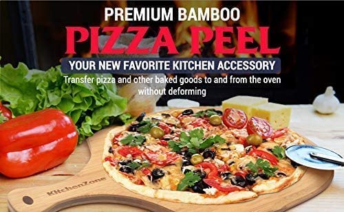 Kitchen Zone Bamboo Pizza Peel, Durable Wooden Pizza Board With Handle To Use As Serving Tray, Cutting Board #TOP6