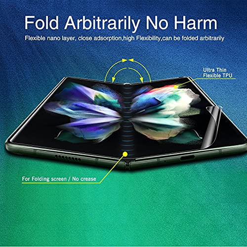 Milomdoi Designed For Samsung Galaxy Z Fold 3 5G Flexible Tpu Screen Protector, [2 Pack Front And 2 Pack Inside] With 2 Pack Tempered Glass Camera Lens Protector, No Bubbles,Support Fingerprint Unlock #TOP3
