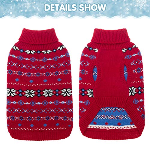 Bingpet Dog Sweater - Christmas Winter Warm Dog Clothes - Turtleneck Sweater For Small Medium Large Dogs - Classic Snowflake Doggy Knitwear Clothes #TOP2