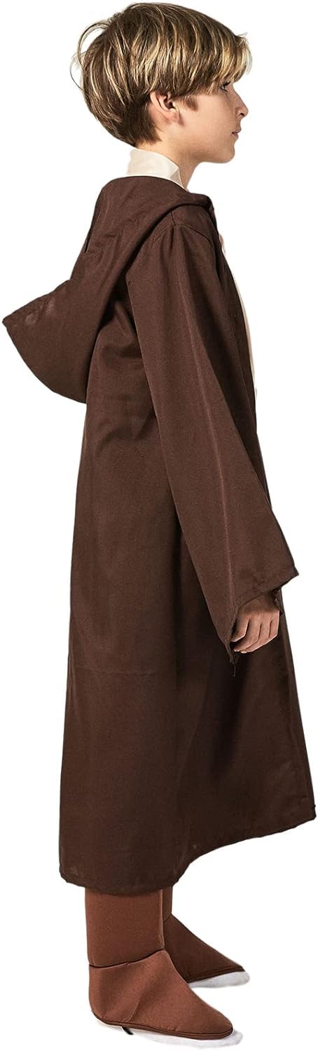 SINSEN Jedi Costume for Kids Jedi Tunic Hooded Robe Belt Lightsaber Top Pant Obi Wan Dress Up Outfit for Halloween Cosplay Party Costume for Boys Girls Ages 3-12 Years - Image 3