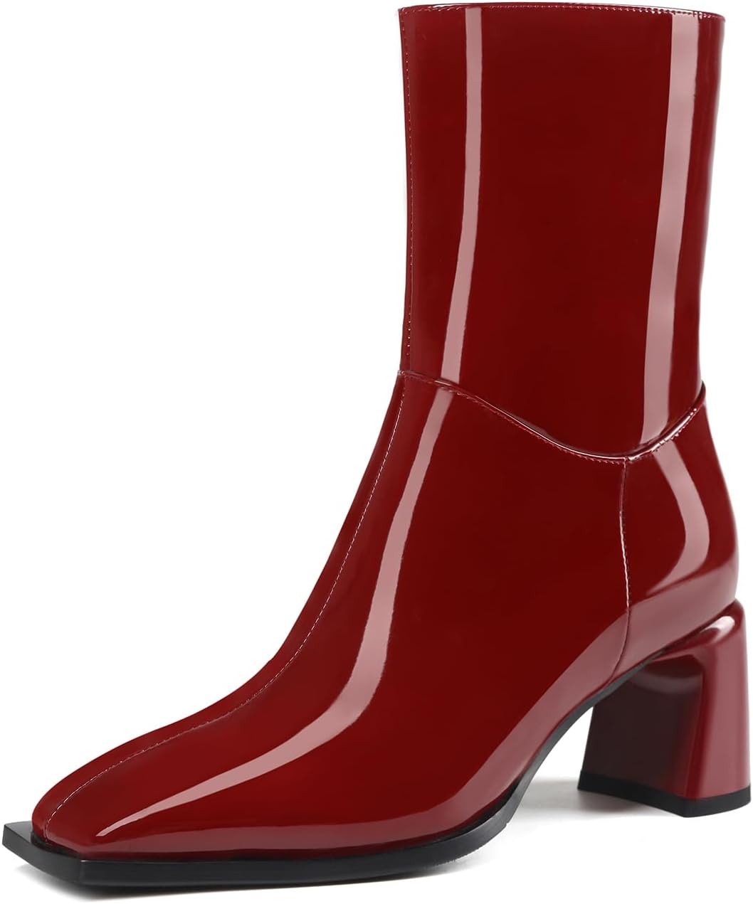 Gogo Boots Women's Mid Calf - Chunky Heel Patent Leather