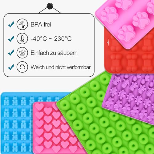 9 Stück Backmatten für Hundeleckerli, Backmatte Hundekekse, Bpa-frei Silikon Backform für Muffin Cupcake Süßigkeiten, Wiederverwendbare Backunterlage mit Bürste Tropfer, Hitzebeständig & Antihaftend
