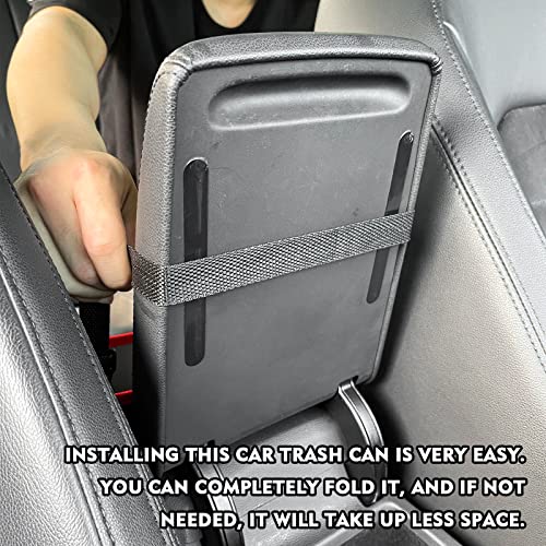 Image of beypovk Hanging Car Trash Can, Foldable Portable Car Garbage Bag Organizer, 8.7 inch x 8.7 inch x 5.7 inch Universal Waterproof Oxford Cloth Garbage Bin (Red)