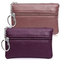 SUBTAVIK 2 Piezas de Monedero, Monedero con Cremallera, Llavero para Mujer, Monedero pequeño, Monedero para niña y niño, minimonedero portátil para Mujer y Hombre (púrpura y Rosa)