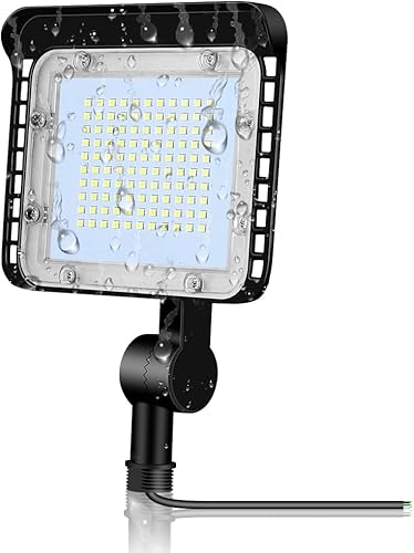 Luz LED de inundación de 50 W para exteriores, luz LED superbrillante al aire libre, fotocélula del atardecer al amanecer, iluminación comercial