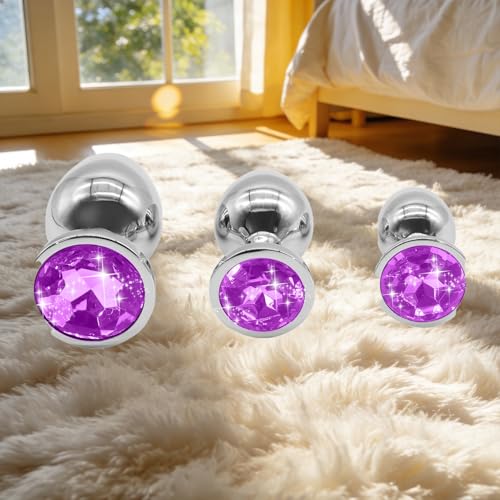 Générique T2E- Trois Tailles de Produits Lisses en Acier Inoxydable (Violette), Adaptés Aux Jeux de Nuit Pour Hommes et Femmes