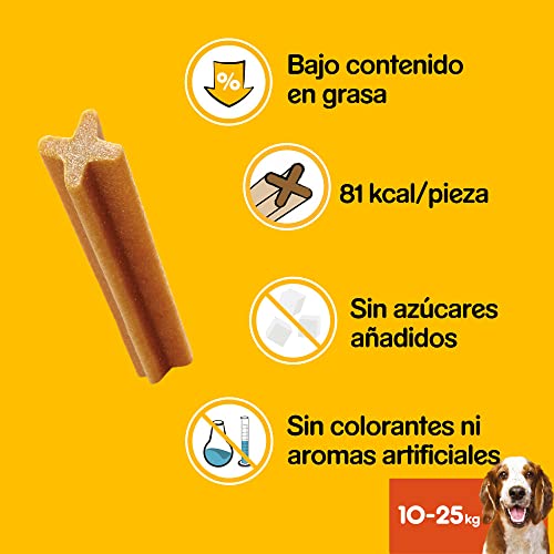 Pedigree DentaStix Hundesnack für mittelgroße Hunde (10-25kg), Zahnpflege-Snack mit Huhn und Rind, 10 Packungen je 7 Stück (10 x 180 g)