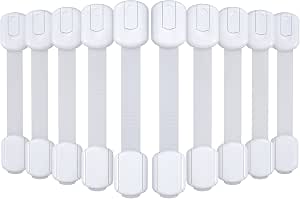 4our Kiddies 10 Pack Baby Proof Cabinet Locks, Child Safety Drawer Locks with 6 Extra 3M Adhesives, Childproof Cabinet Strap Locks for Drawers, Cupboards, Refrigerators, Adjustable No Drilling - View 2