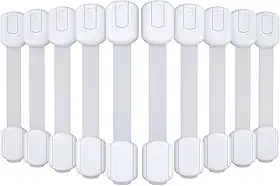 Fechaduras de armário de segurança infantil para bebês [pacote com 10] travas à prova de crianças para armários e gavetas, travas de alça de armário à prova de bebês para armários, geladeira, vaso
