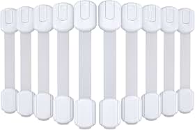 Fechaduras de armário de segurança infantil para bebês [pacote com 10] travas à prova de crianças para armários e gavetas, travas de alça de armário à prova de bebês para armários, geladeira, vaso
