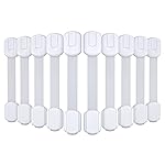 4our Kiddies 10 Pack Baby Proof Cabinet Latches, Childproof Drawer Latches with 6 Extra 3M Adhesives, Adjustable Child Safety Cabinet Strap Locks, Baby Drawer Locks for Kids and Child Safety