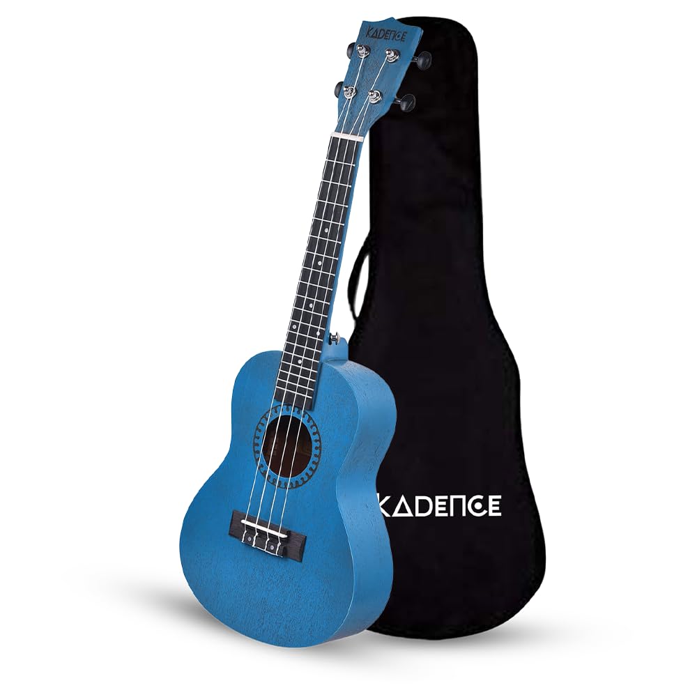 Kadence UKTWBLU Concert 23" Acoustic Ukulele | Sapele Wood | Comes with Bag | Includes Learning Course | Blue