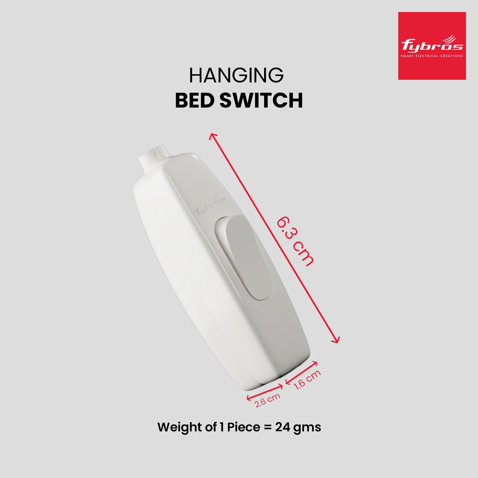 FYBROS Bed Switch, Light Switch 2A 220-240V, High Strength Polycarbonate, Pack of 5, Made in India — Amazon image 3