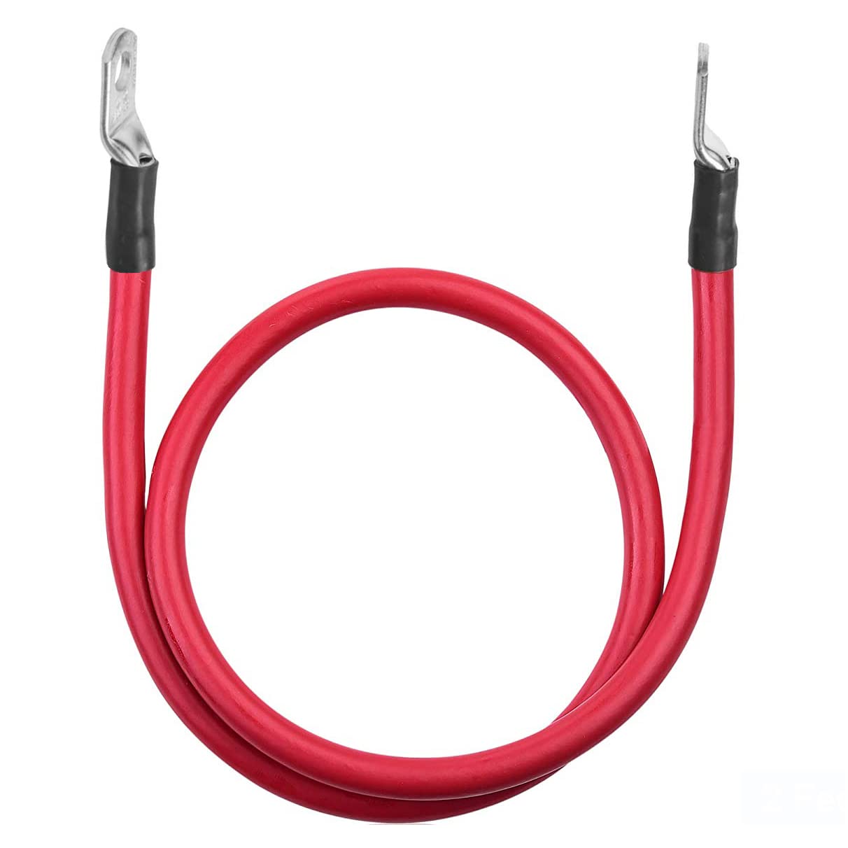 ROYFACC 5 AWG Batteriekabel 20 Zoll Five Gauge Reines Kupfer Elektrischer Draht mit 3/8 Zoll Ringklemmen für Auto Auto Solar ATV Rasenmäher Motorrad Marine Boot, 2 Stück Set Rot + Schwarz