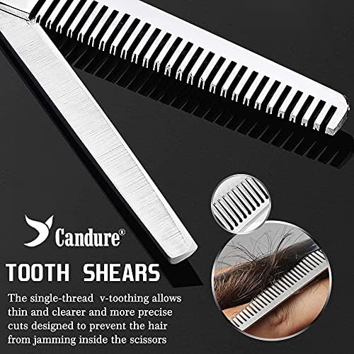 Candure Thinning Scissors Professional Hairdressing Scissors Stainless Steel Barbers Hair Cutting Teeth Scissors for Salon, Children, Men & Women (Thinning Shears, 6")