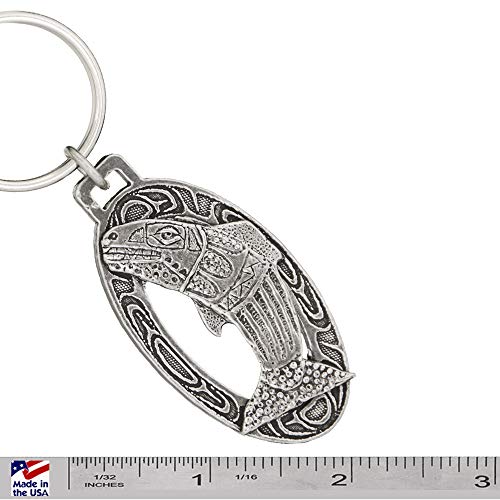 Image of Creative Pewter Designs Native Salmon Keychain F057KC, Native Salmon Keychain, Pewter Keychain