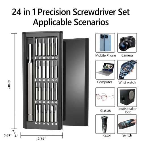 24 In 1 Premium Precision Screwdriver Set, Small Screwdriver Set With Phillips Head & Flathead, Magnetic Mini Screwdrivers Kit For Fixing Electronics, Pc And Eyeglass Repairing #TOP1