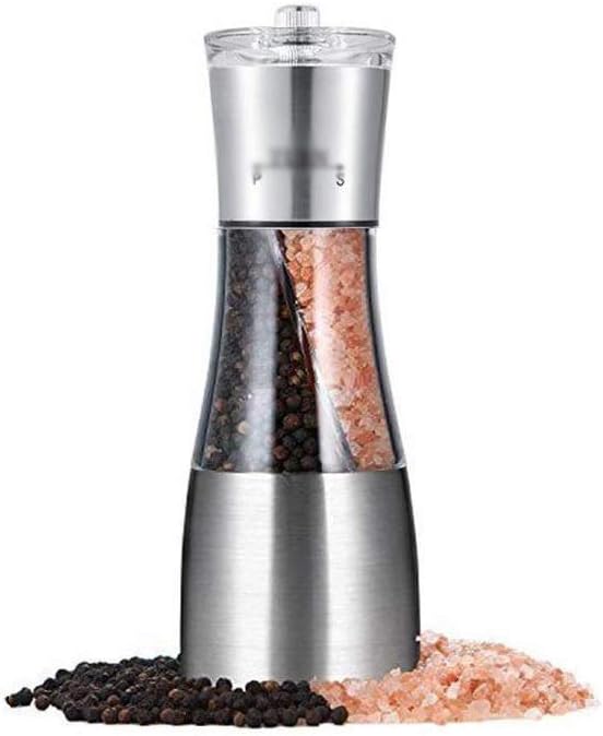 2 in 1 Salt Pepper Mill Spices Peppercorn Grinder Steel Portable Kitchen Manual Muller Tool