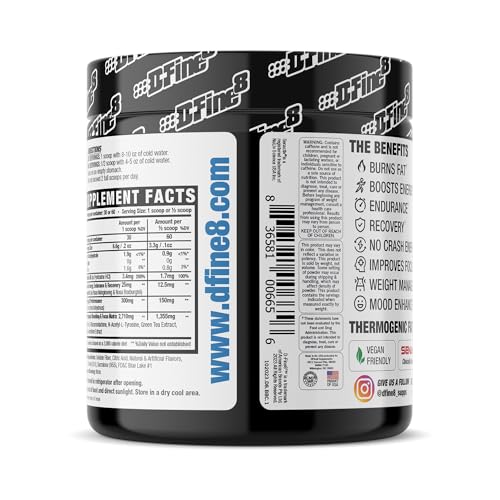 Image of Thermogenic Pre-Workout Energy Powder & Shredding Supplement, Boost Energy Mood & Focus, Sugar Free, Contains Senactiv, Endurance, 300mg Caffeine, N-Acetyl-L-Tyrosine (Bada Bing Blue Cherry)