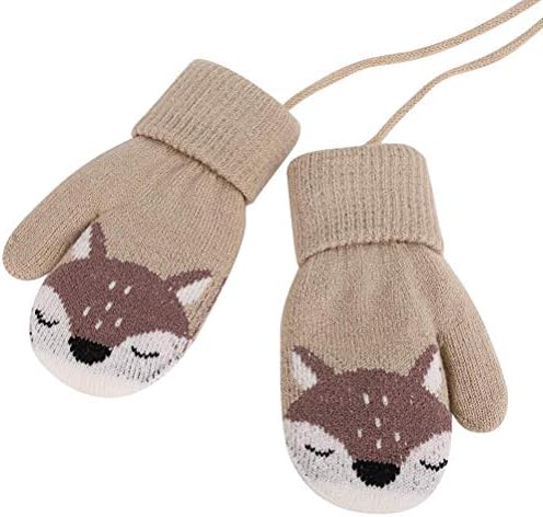 iEasey Cute Bear Baby Toddler Winter Warm Mittens On String Kids Cold Weather Fleece Knit Gloves Ski Snow Insualted Gloves for Baby Girls Boys 0-3 Years Gift,Bear-Grey