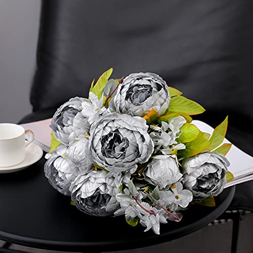 Floralsecret Artificial Silk Peony Bouquet Flowers Arrangement Room Decor Vintage Wedding Centerpiece Silver #TOP3