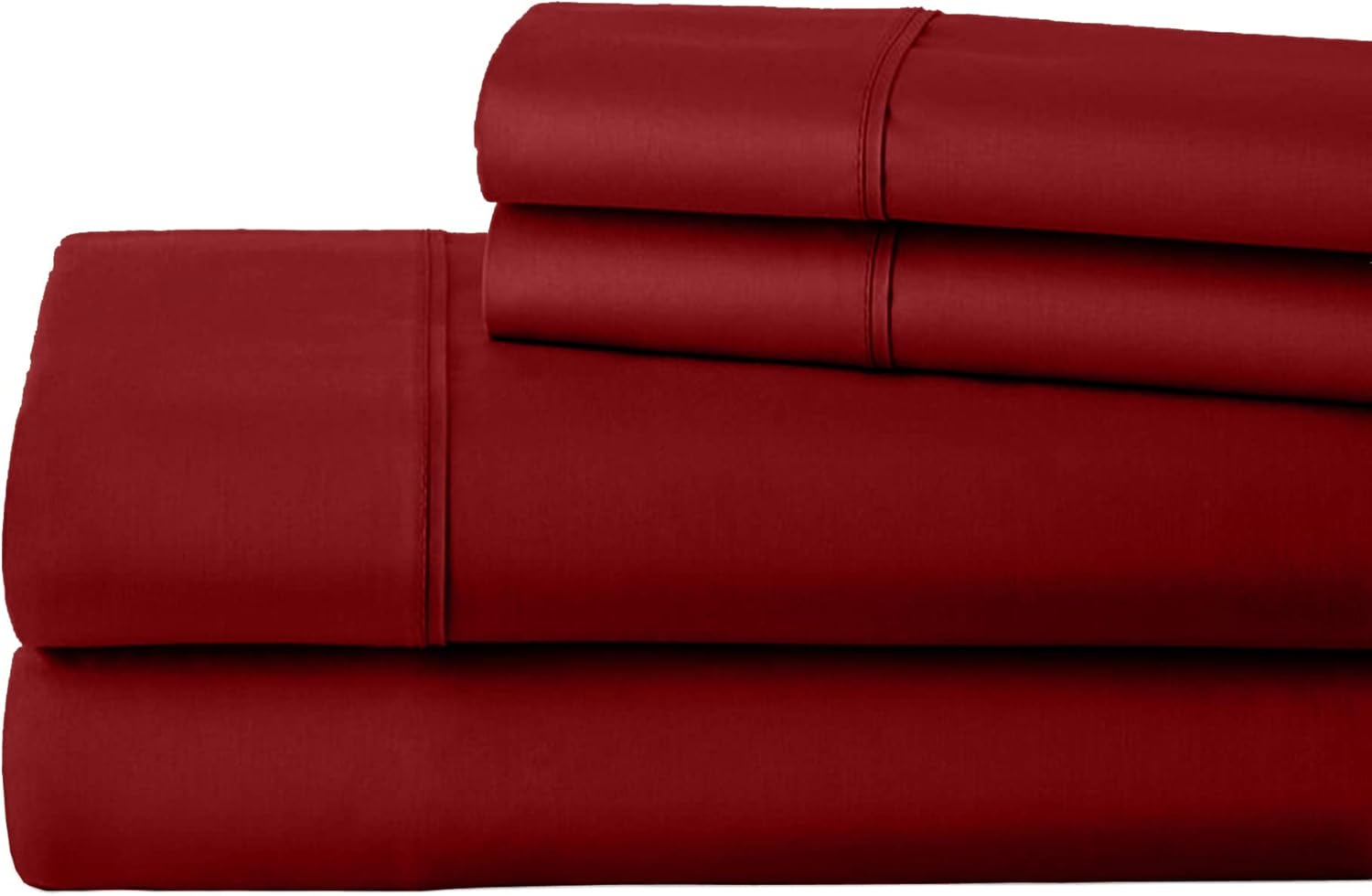 Real 1000 Thread Count Twin Size Sheets 100% Egyptian Cotton 4 PC Sheet Set, Luxurious Bedsheet Sets Soft Silky Sateen Weave, Breathable, Fits Upto 15 Inch Deep Pocket Mattress - Burgundy