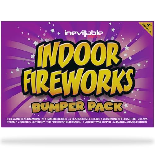 Inevitable Party Indoor Fireworks Bumper Pack - A Collection of 8 different Nostalgic Novelty Pyrotechnics - CAT F1 Low Hazard