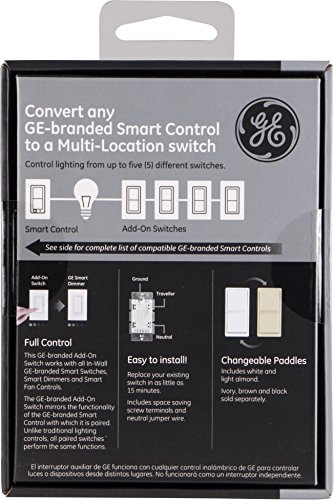 Ge Enbrighten Add-On Switch For Ge Z-Wave/Ge Zigbee Smart Lighting Controls, Works With Alexa, Google Assistant, Not A Standalone Switch, White & Light Almond, 12723 #TOP5