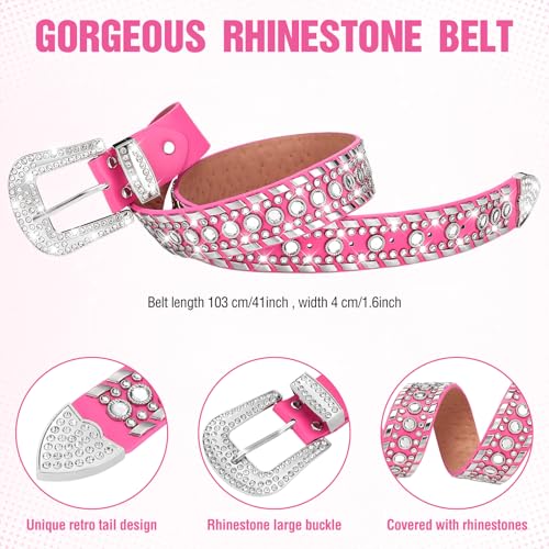 Image of Tisancy 4 Pcs Rhinestone Belt for Men Women Glitter Cowboy Hat Diamond Chain Earring Outfit for Party Supplies