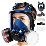 Full Face Respirаtor - Reusable Gas Mask with Activated Carbon Air Filter for Organic Vapor, Paint, Chemical, Welding, Polishing, Sanding&Cutting
