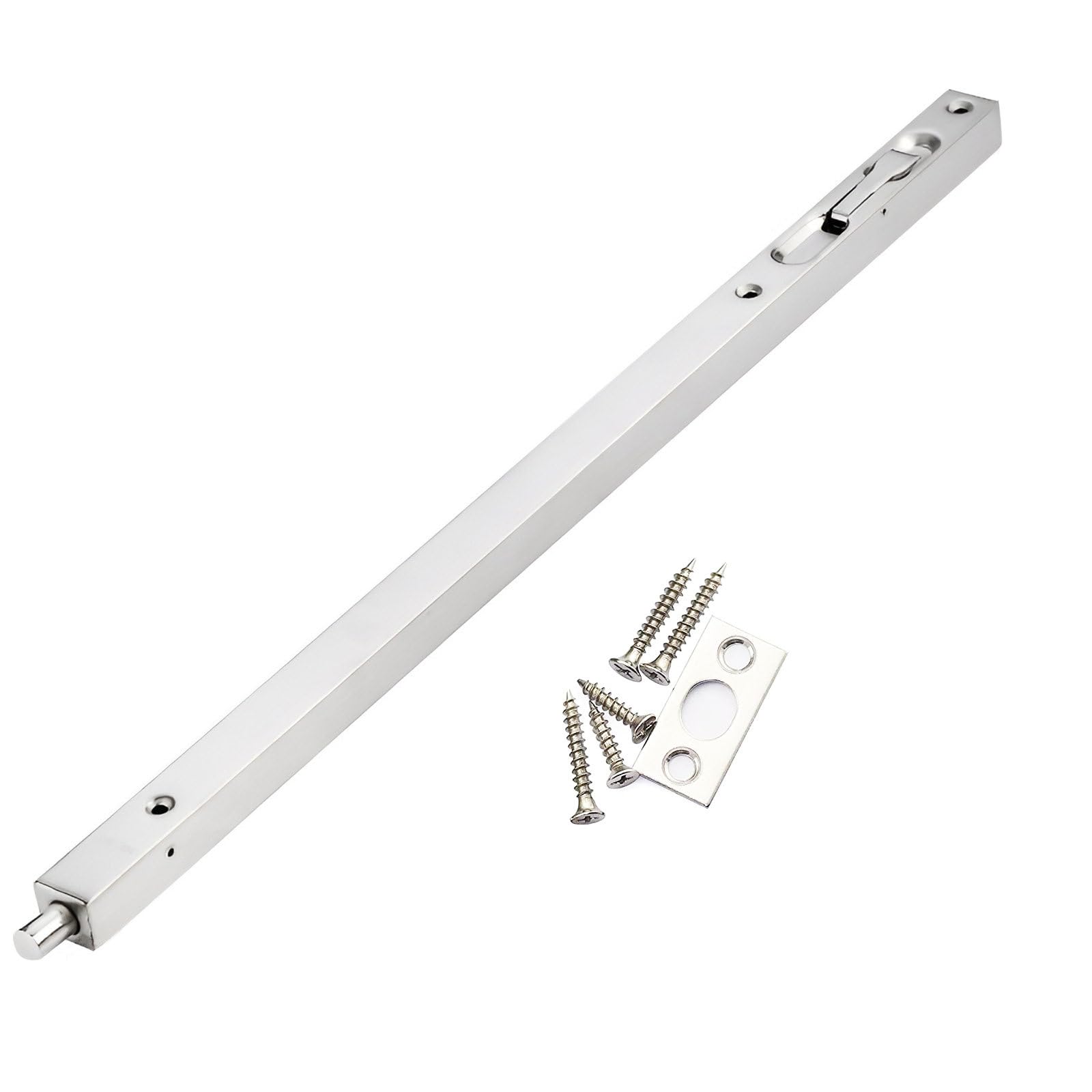 Perno empotrado de acero inoxidable, cerradura de seguridad oculta para puertas compuestas, francesas, de madera, dobles y ficticias, acabado cepillado, 30 cm
