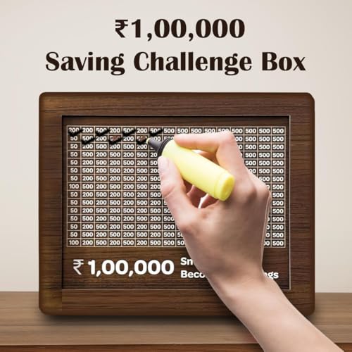 Image of JAYTOP Money Saving Box for Adult 100000, Piggy Bank 100000 for Kids Boys and Girls, Money Box, Wooden Money Bank, Gullak with Carved Design, 1 Lakh Money Savings Box (100000)