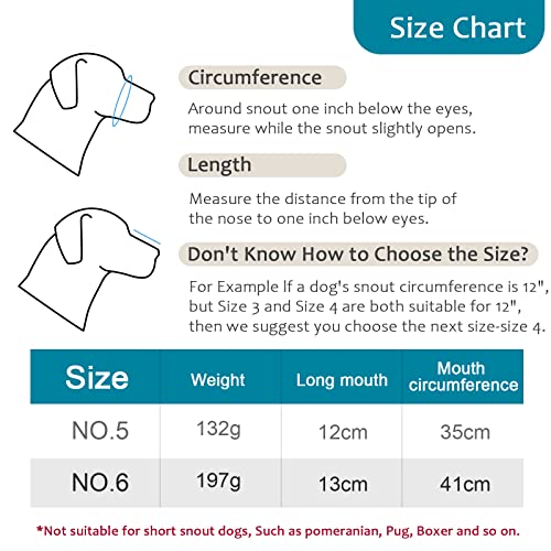 Dog Muzzles Size 6,For Large Medium Sized Dogs Long Snout,Prevents Chewing Barking,Biting,Basket Muzzles Allows Panting And Drinking Comfortable,Adjustable,Durable,Pitbulls,German Shepherd,Husky #TOP4