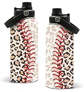32oz Insulated Baseball Water Bottle for Kids &amp; Adults - Stainless Steel, BPA-Free, Leak Proof St...